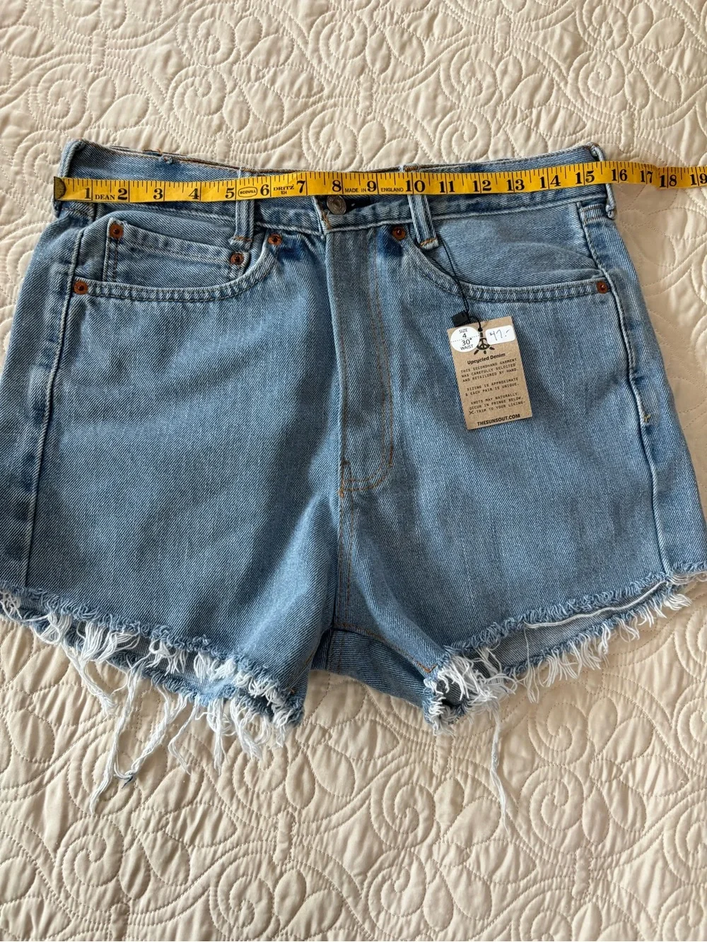 Levis Upcycled Frayed Hem Jean Shorts